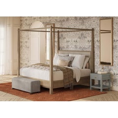 Pair of Pale Blue Wash Raffia Wrapped Nightstands