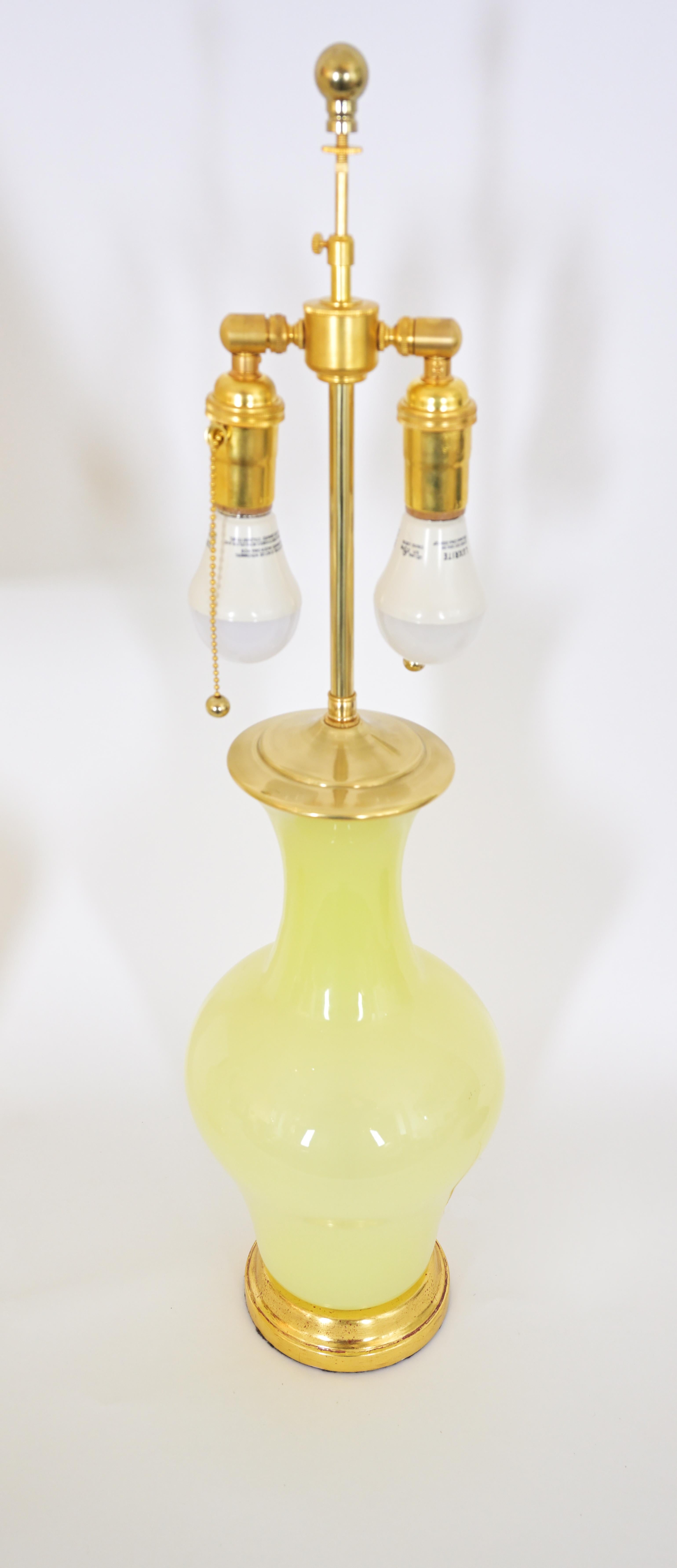 Pair of Pale Citrine Murano Glass Table Lamps by David Duncan Studio In Good Condition In New York, NY