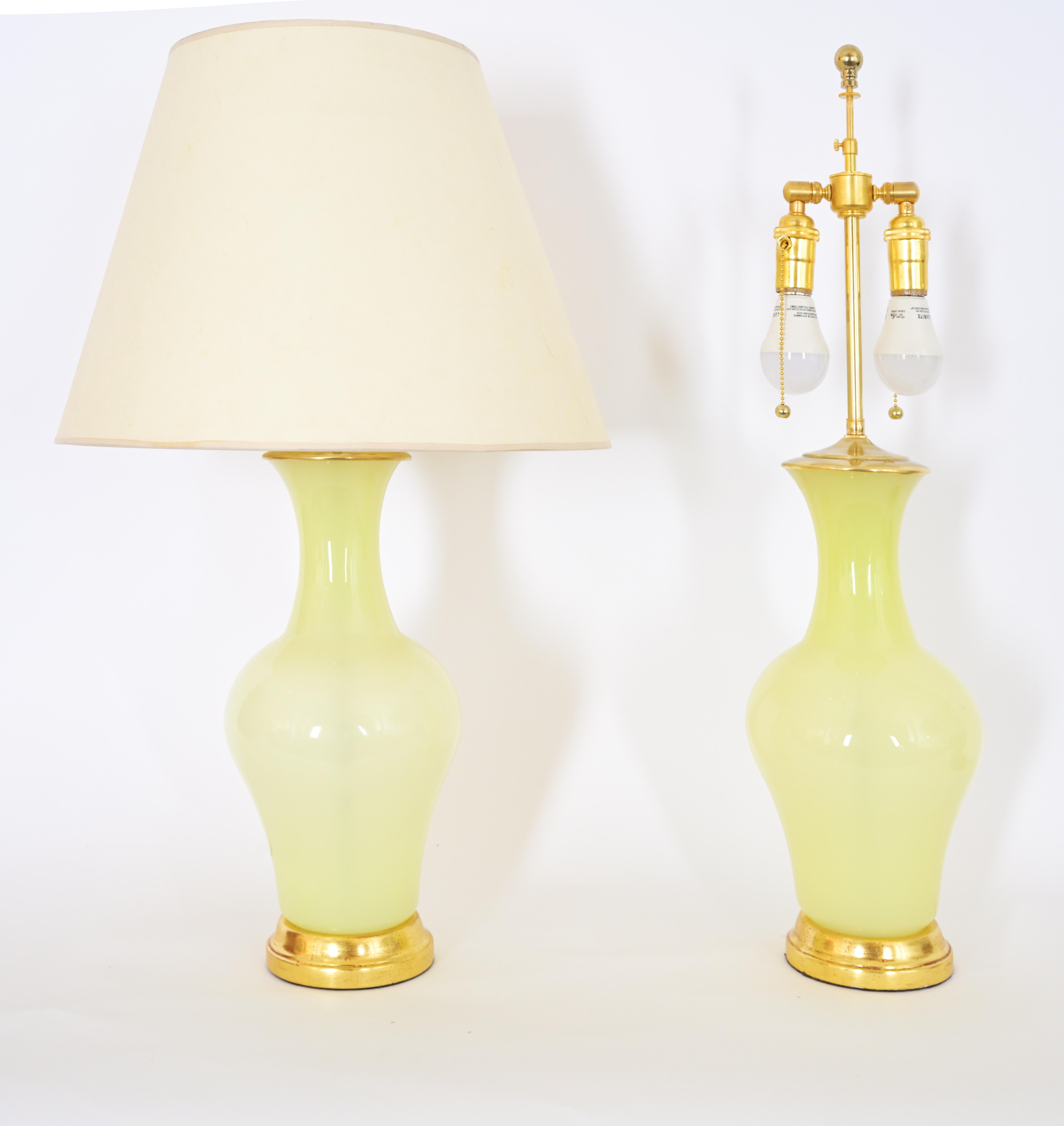 Contemporary Pair of Pale Citrine Murano Glass Table Lamps by David Duncan Studio