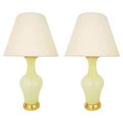 Pair of Pale Citrine Murano Glass Table Lamps by David Duncan Studio