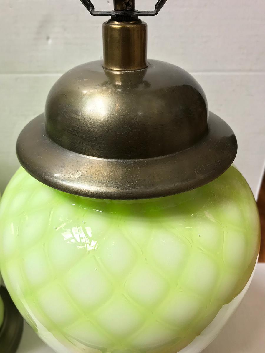 Italian Pair of Pale Green Murano Lamps For Sale