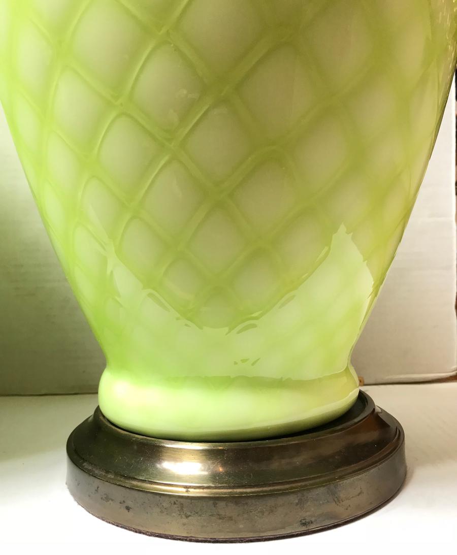 Pair of Pale Green Murano Lamps In Good Condition For Sale In New York, NY