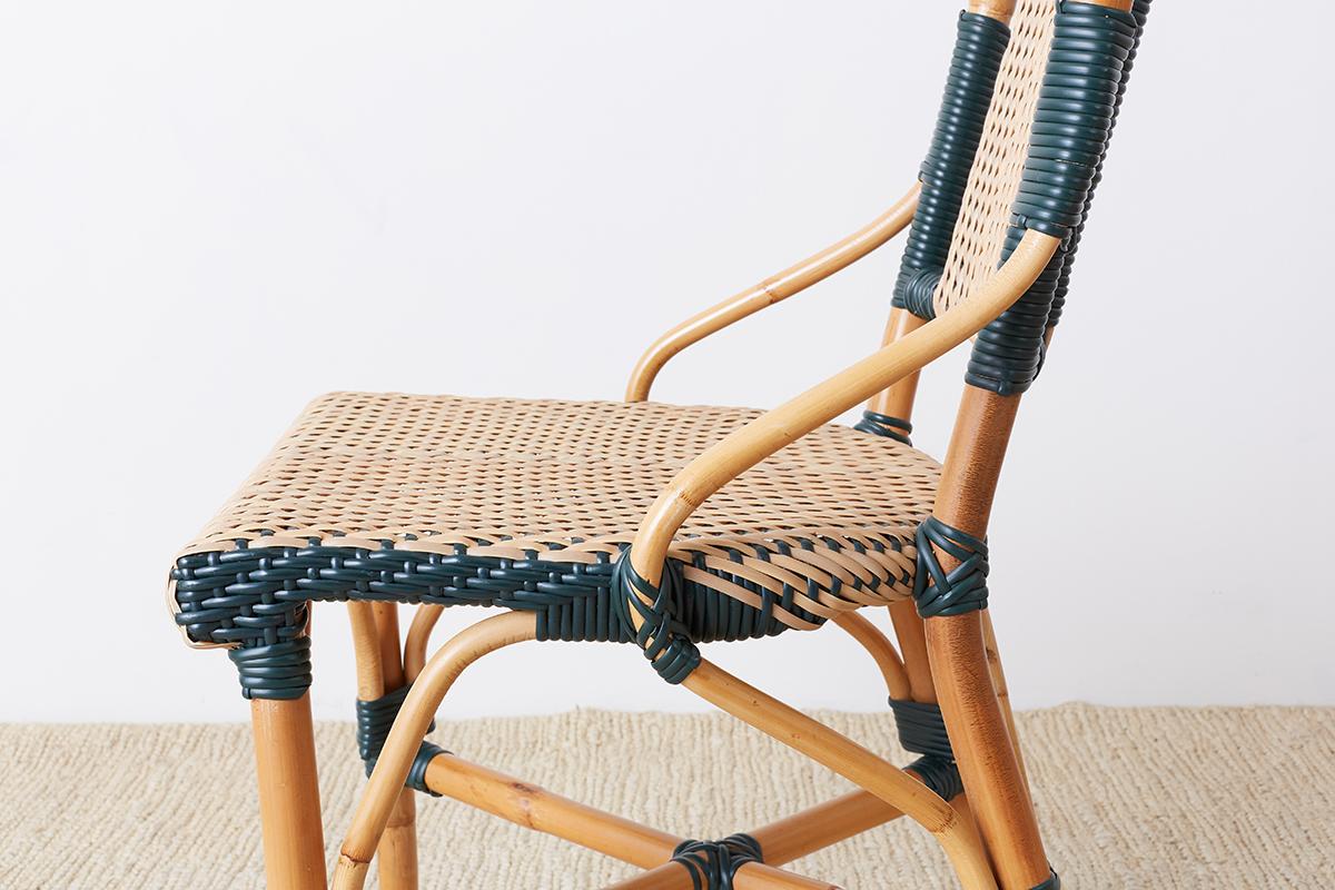 Pair of Palecek Bamboo Rattan Bistro Cafe Chairs 3