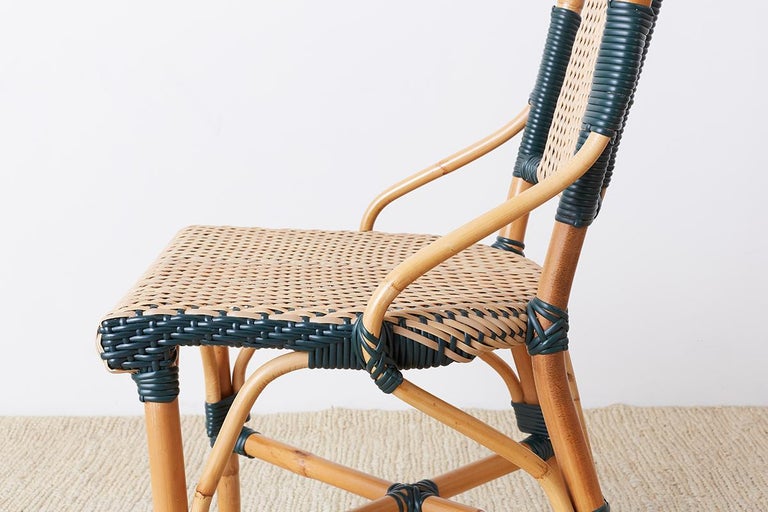 Pair of Palecek Bamboo Rattan Bistro Cafe Chairs at 1stdibs