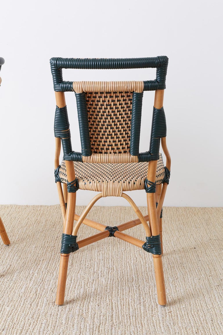 Pair of Palecek Bamboo Rattan Bistro Cafe Chairs at 1stDibs