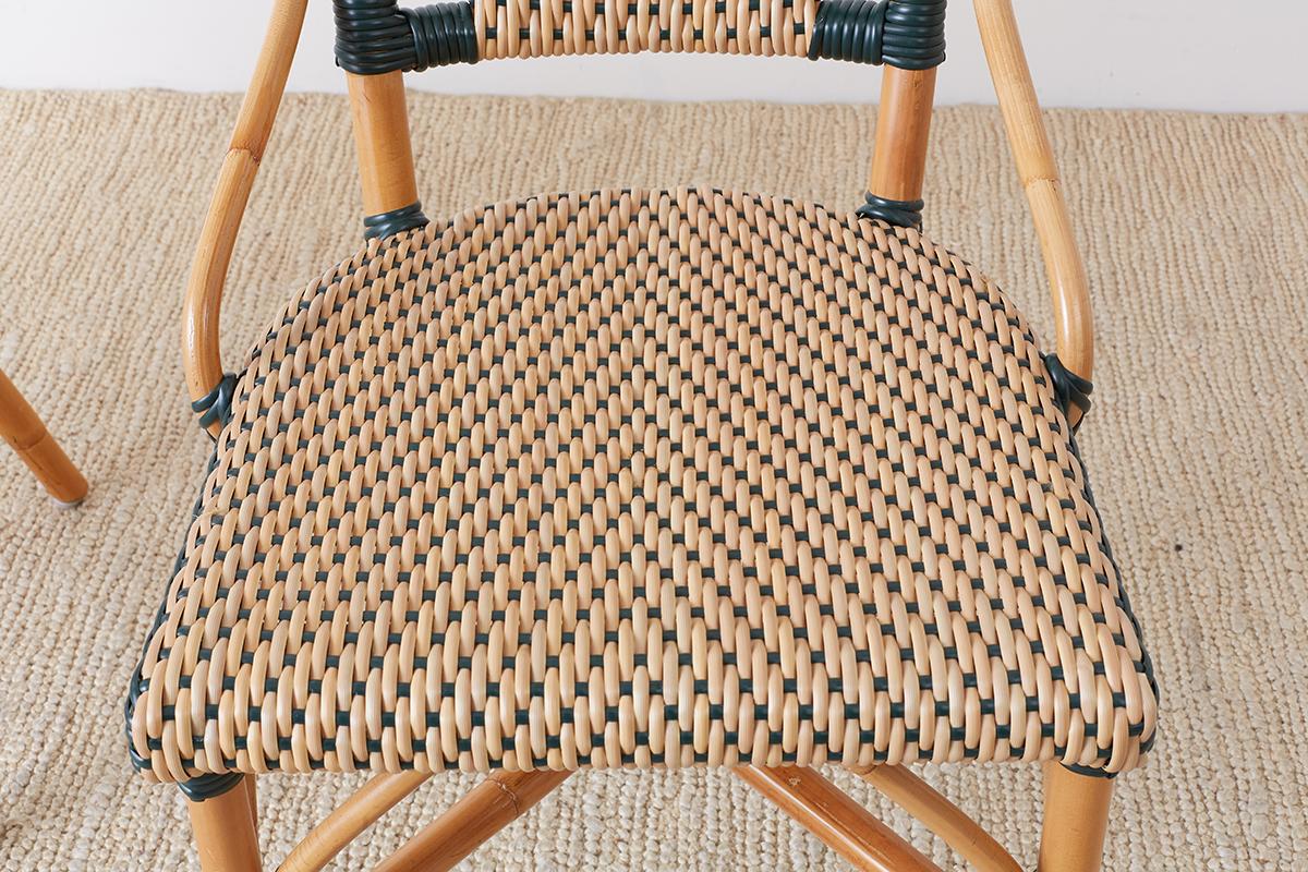 Pair of Palecek Bamboo Rattan Bistro Cafe Chairs 8