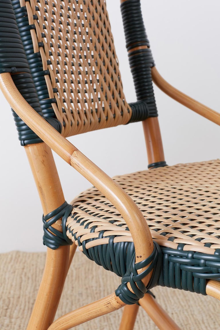 Pair of Palecek Bamboo Rattan Bistro Cafe Chairs at 1stdibs