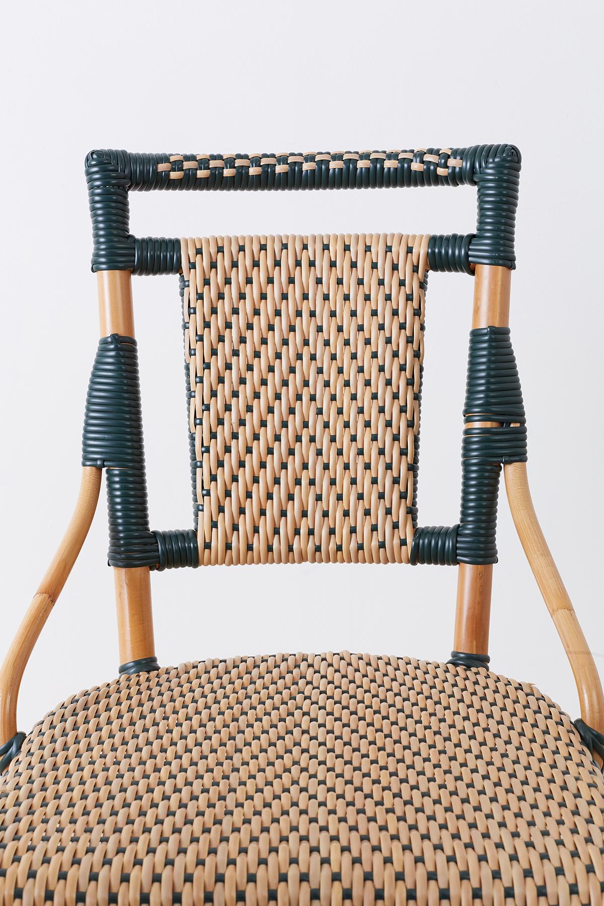 American Pair of Palecek Bamboo Rattan Bistro Cafe Chairs