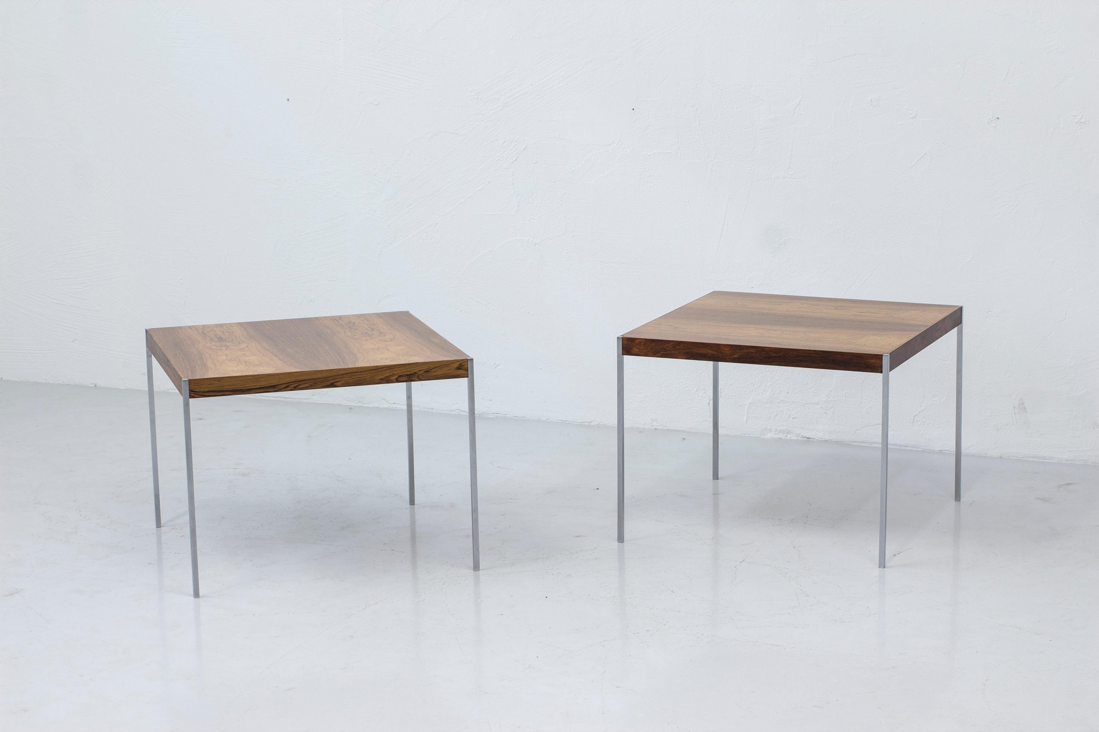 pair of palisander side tables by Uno & Östen Kristiansson, Sweden, 1960s 3