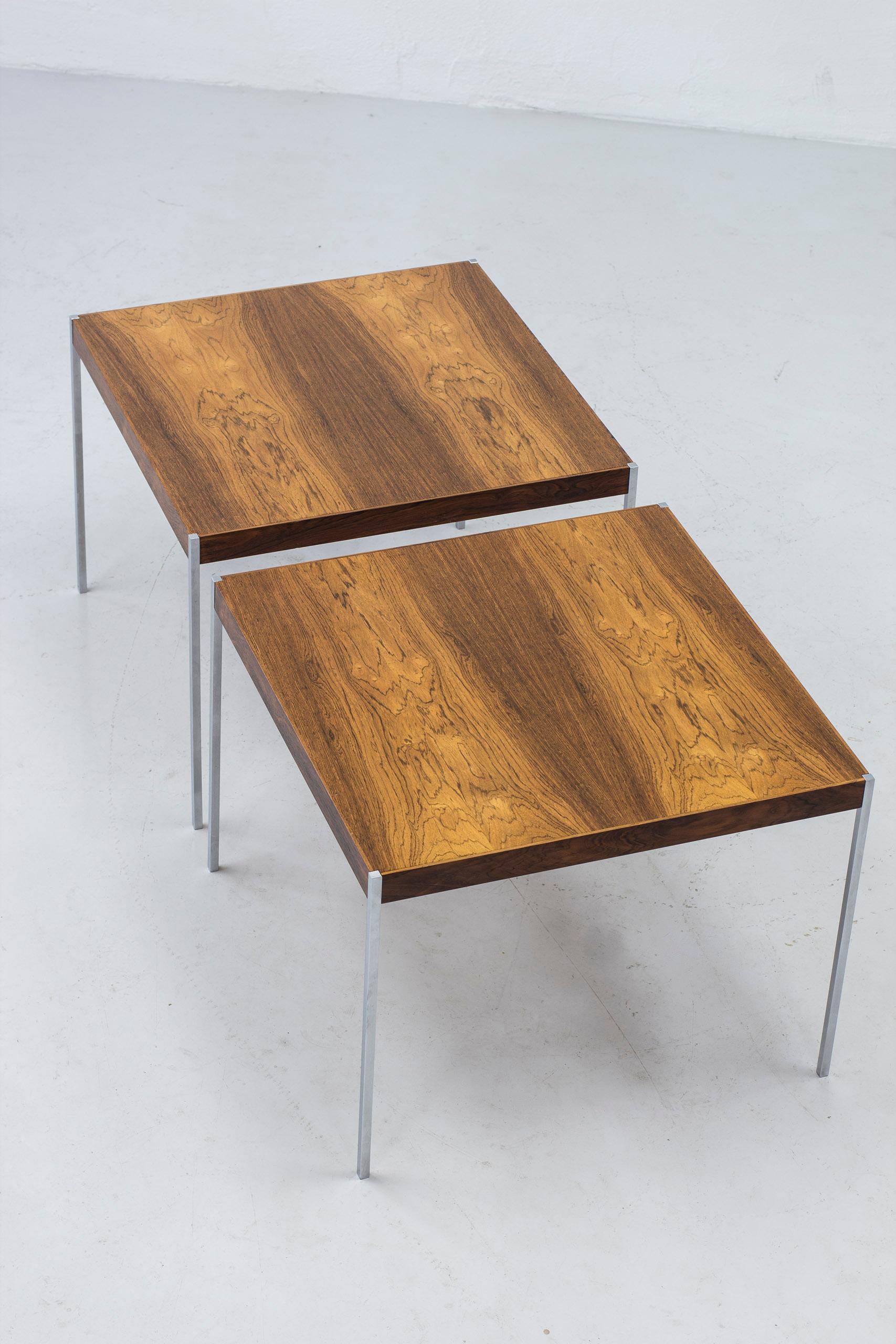 Scandinavian Modern pair of palisander side tables by Uno & Östen Kristiansson, Sweden, 1960s