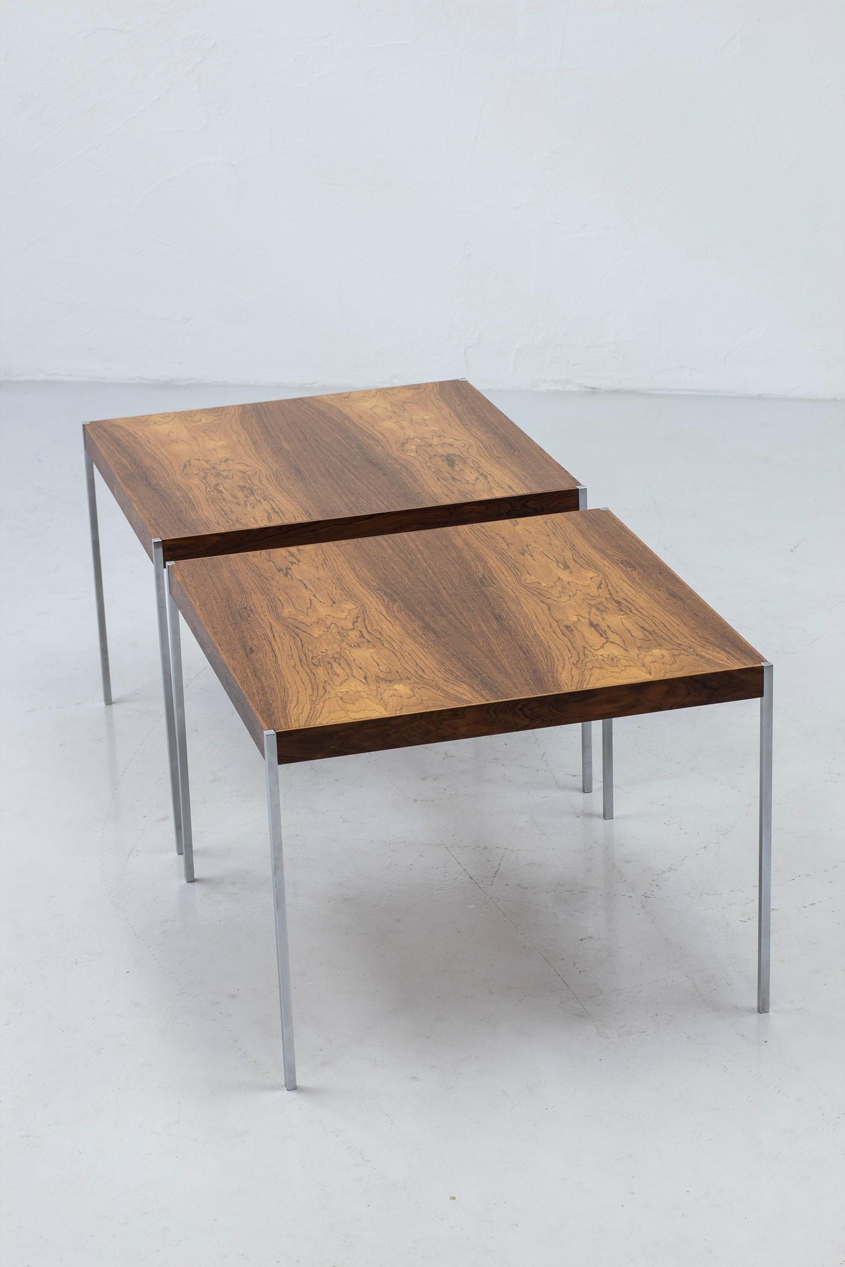 Swedish pair of palisander side tables by Uno & Östen Kristiansson, Sweden, 1960s