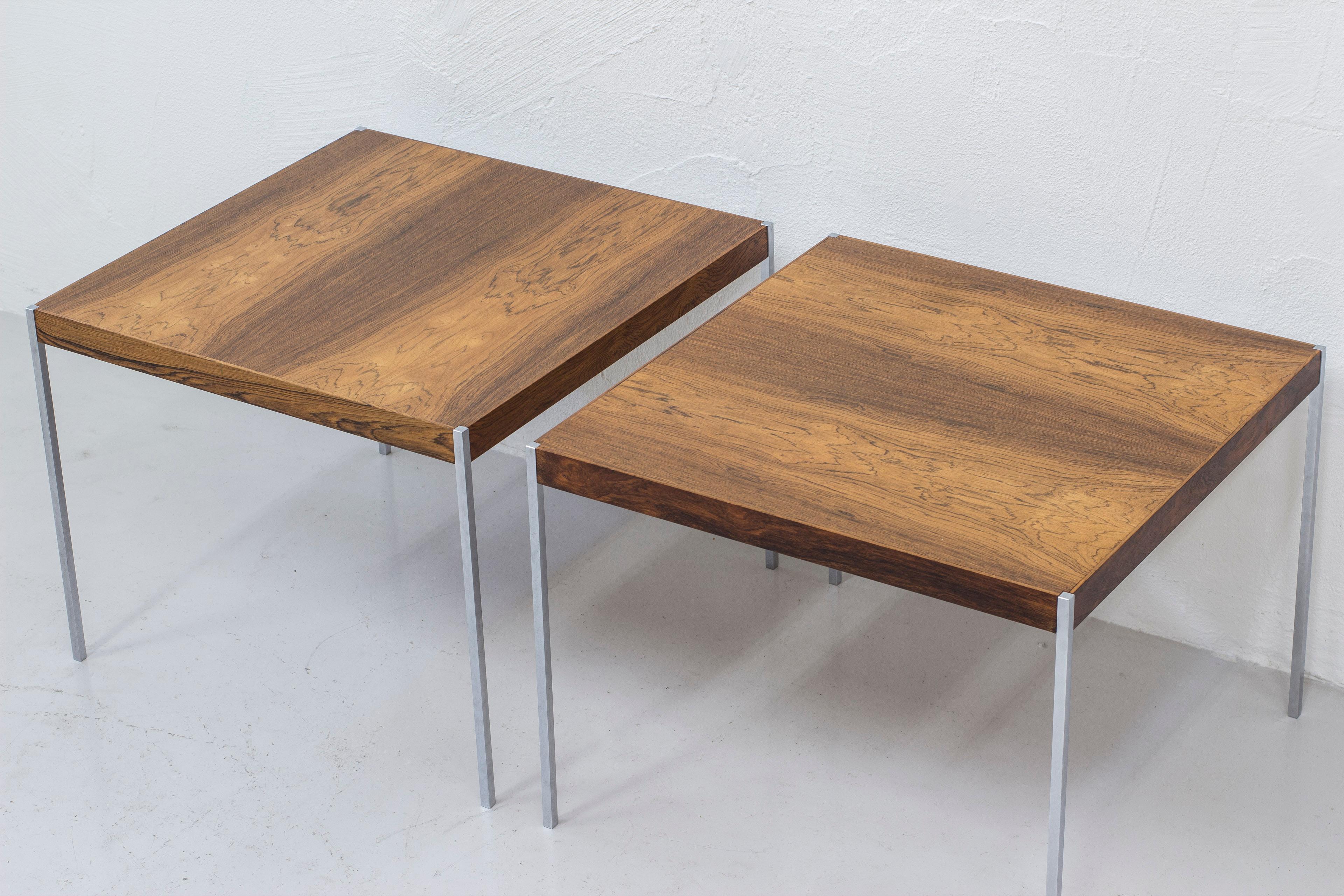 pair of palisander side tables by Uno & Östen Kristiansson, Sweden, 1960s 1