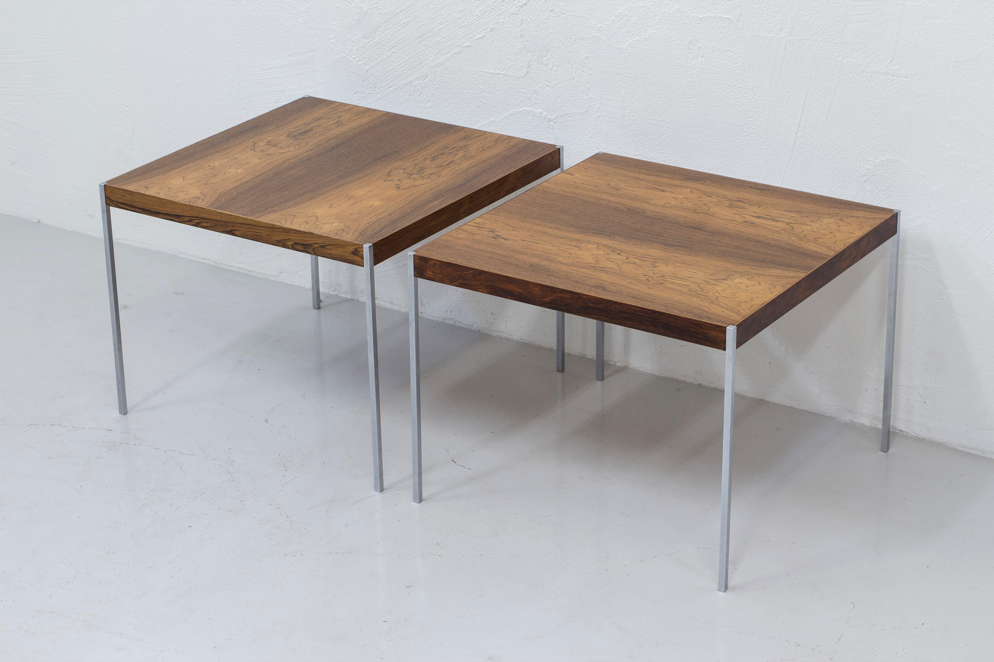 pair of palisander side tables by Uno & Östen Kristiansson, Sweden, 1960s 2