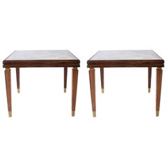 Pair of Palissandre Side Tables with Antique Mirror Tops, circa 1920