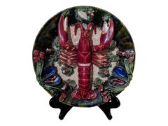 Pair of Palissy Style Lobster Tromp L'oeil Wall Plaques, Caldas Da Rainha 1920
