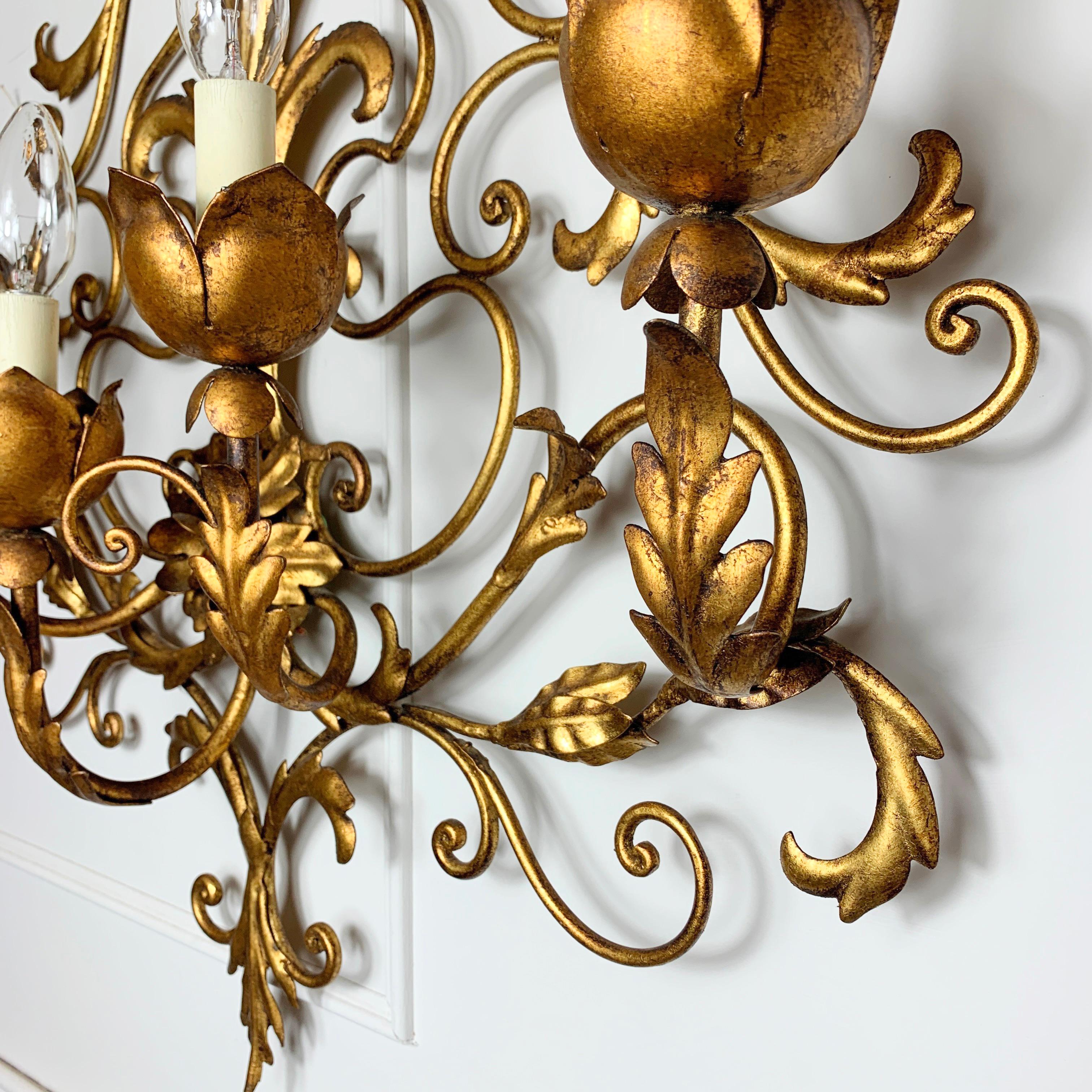 Pair of Palladio Gold Wall Sconce's Italy 1960s For Sale 1