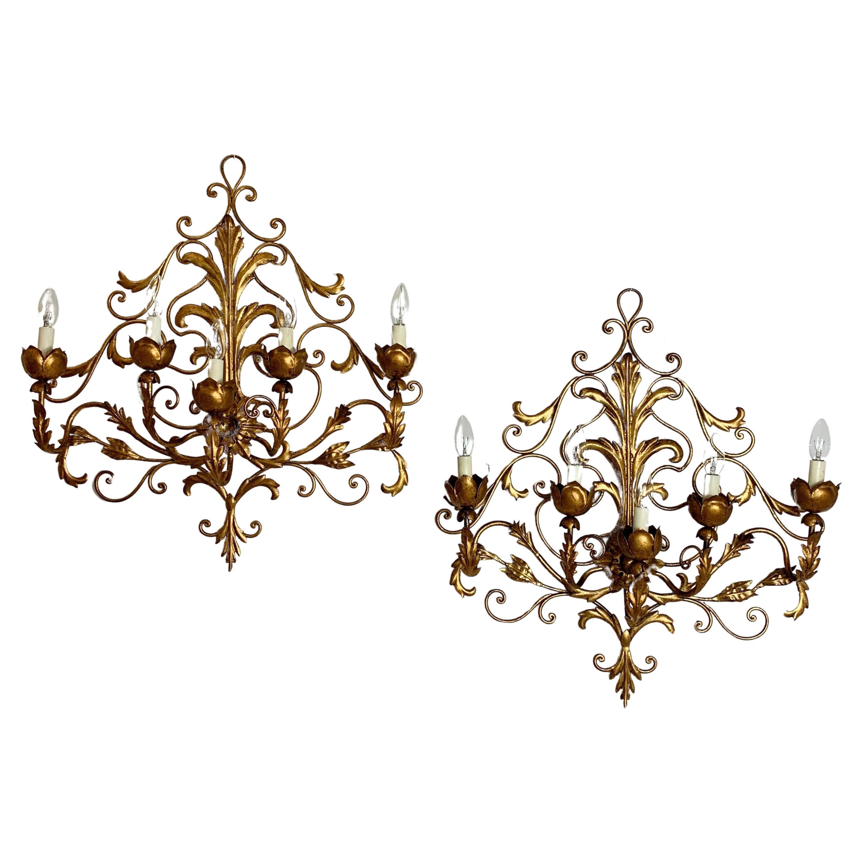 Pair of Palladio Gold Wall Sconce's Italy 1960s