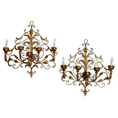 Pair of Palladio Gold Wall Sconce's Italy 1960s