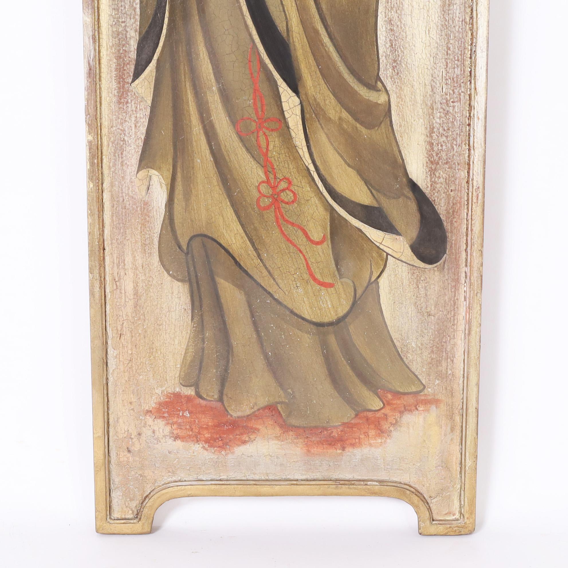 Pair of Palladio Painted Chinoiserie Wall Plaques For Sale 2