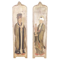 Pair of Palladio Painted Chinoiserie Wall Plaques