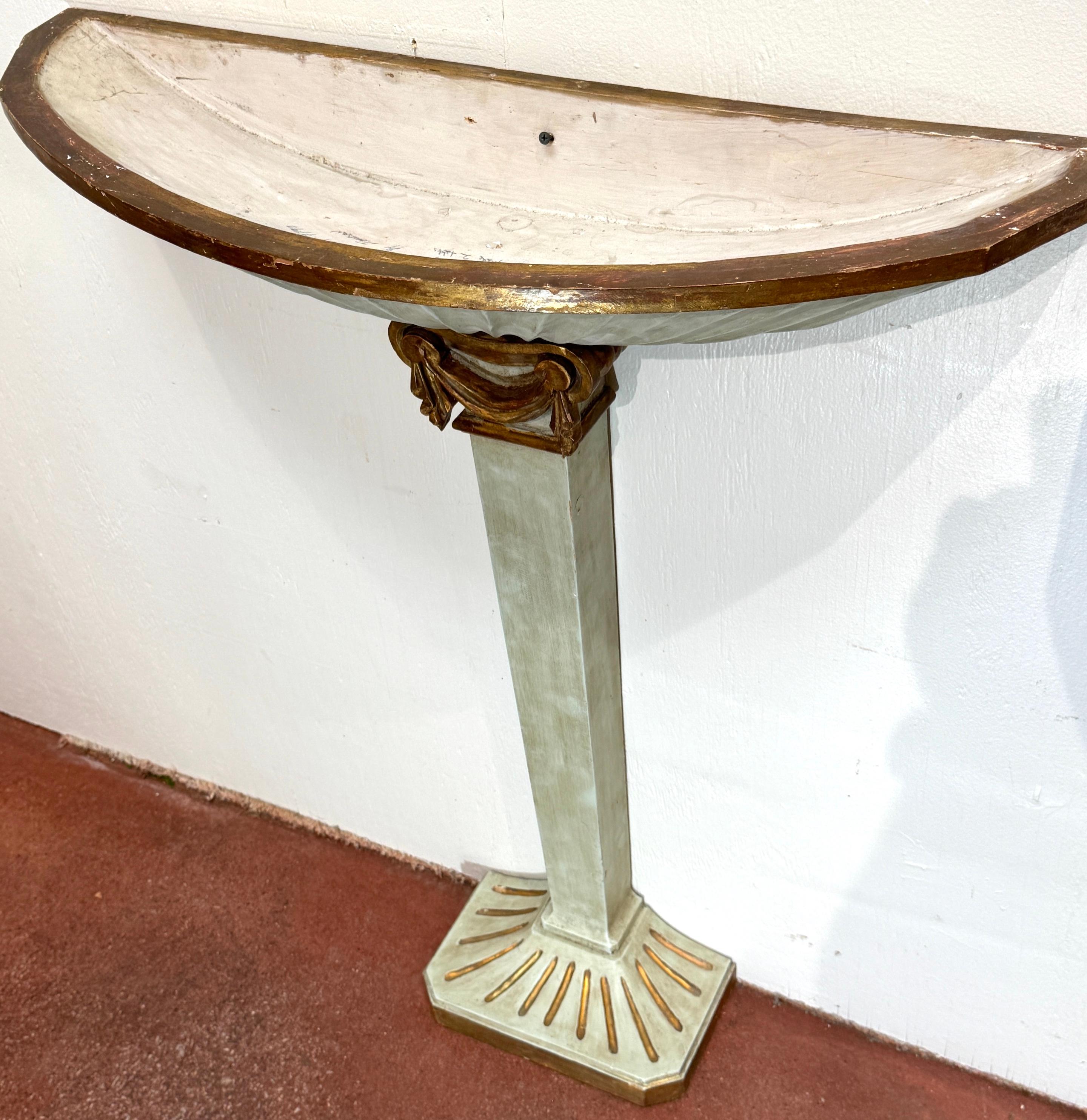 Pair of Pallido Italy Neoclassical Stylized Urn Giltwood & Marble Console Tables For Sale 7