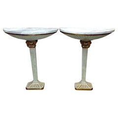 Paar Pallido Italien Neoklassische Stilisierte Urne Giltwood & Marmor Konsolentische