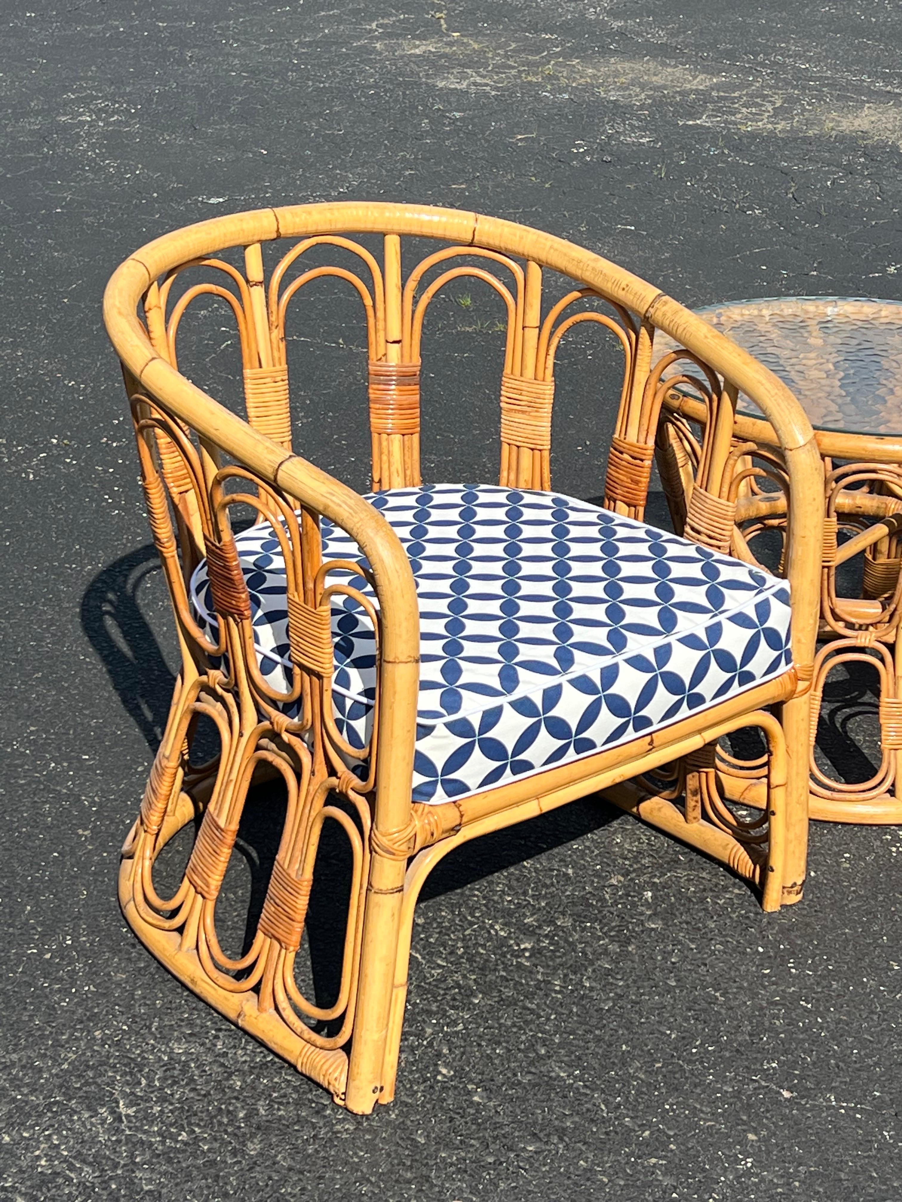 Pair of Palm Beach Bamboo Chairs with Matching Table 6