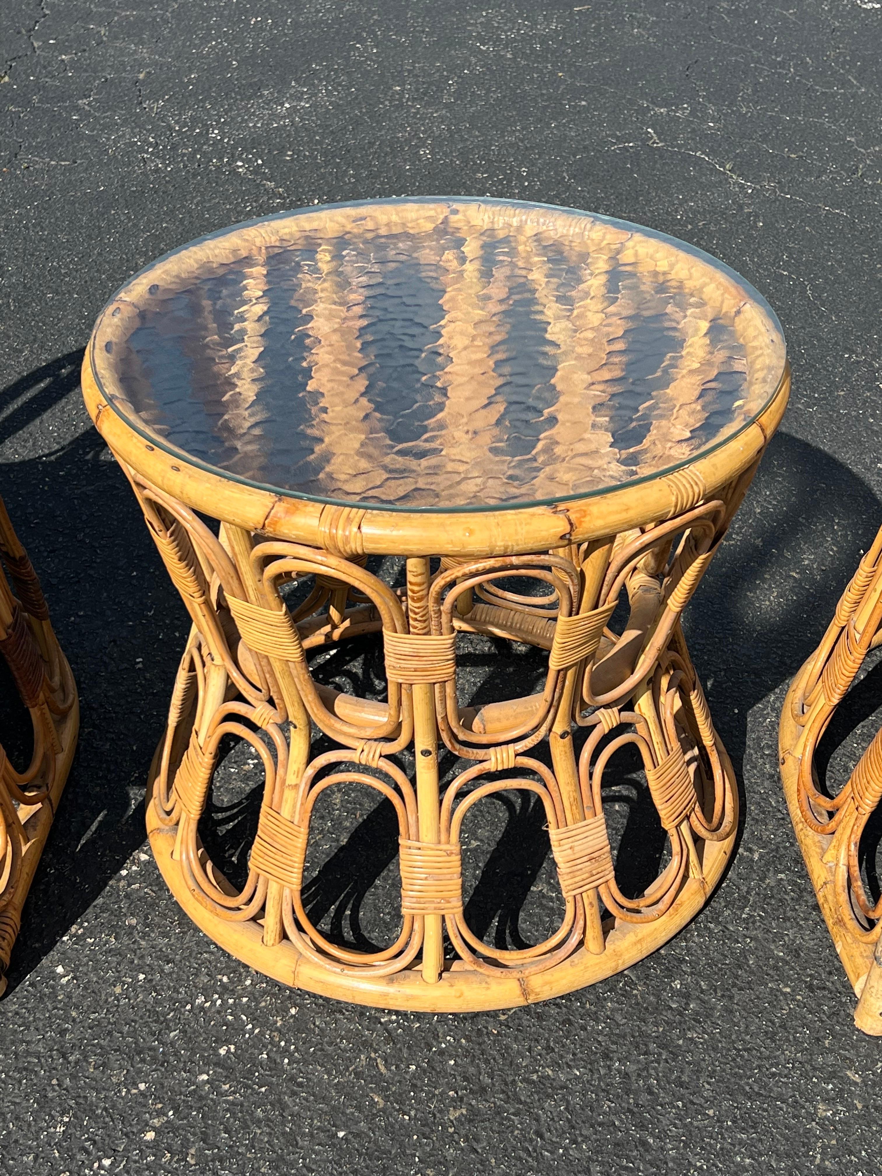 Pair of Palm Beach Bamboo Chairs with Matching Table 7