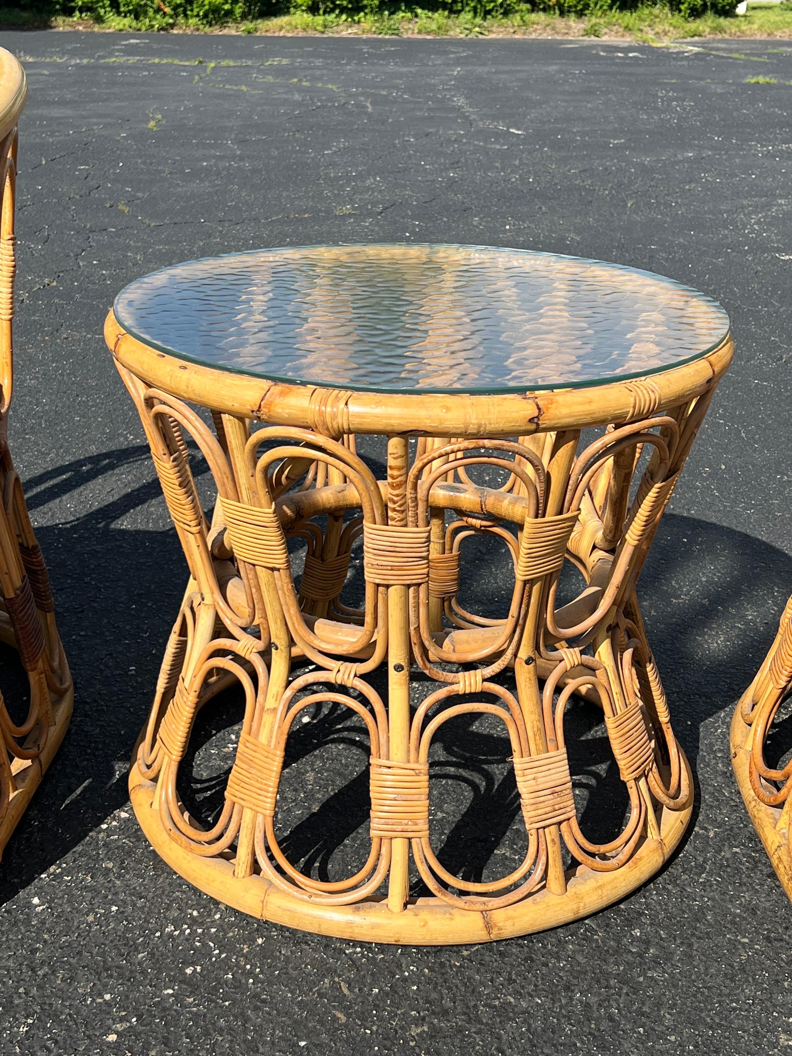 Pair of Palm Beach Bamboo Chairs with Matching Table 8