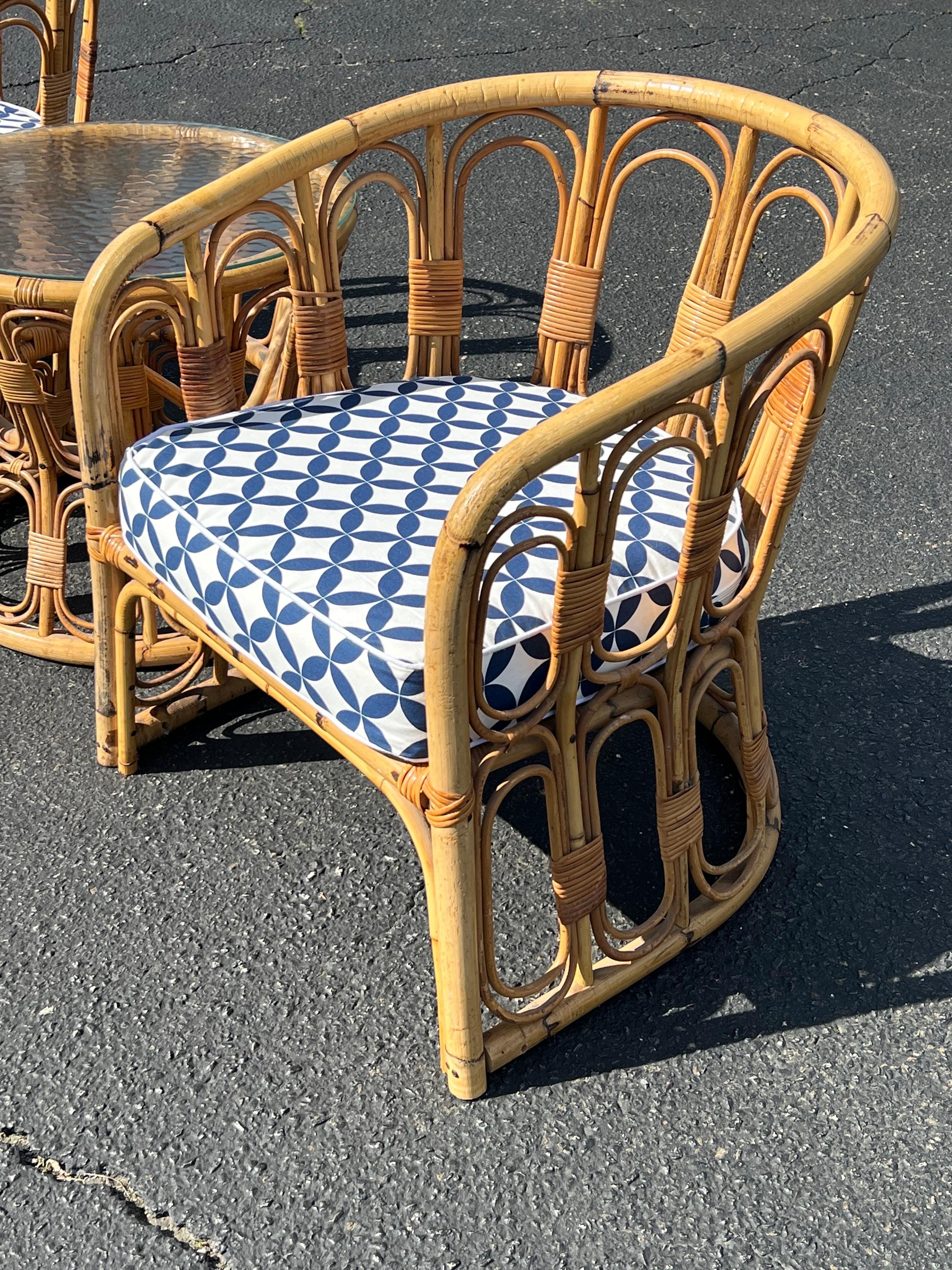 Pair of Palm Beach Bamboo Chairs with Matching Table 9