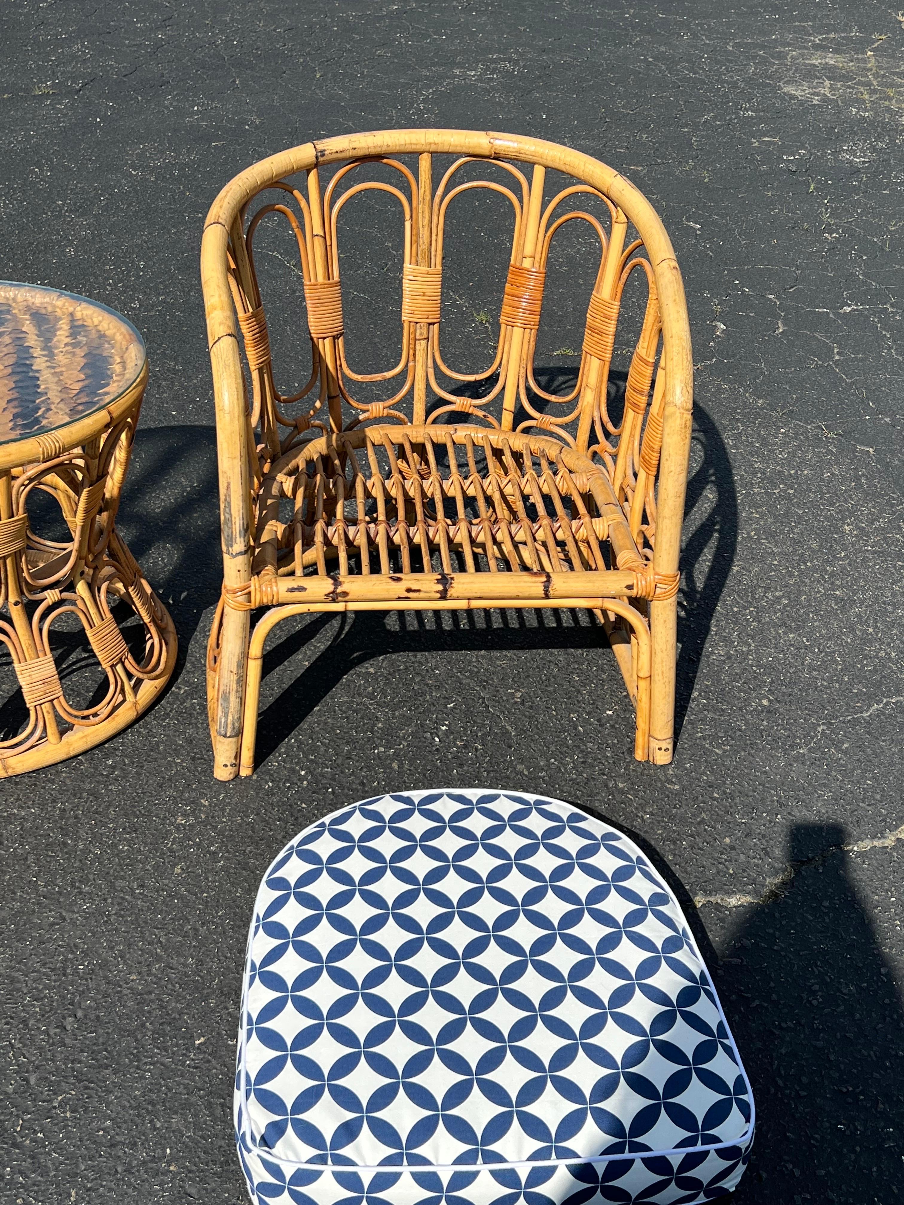 Pair of Palm Beach Bamboo Chairs with Matching Table 1