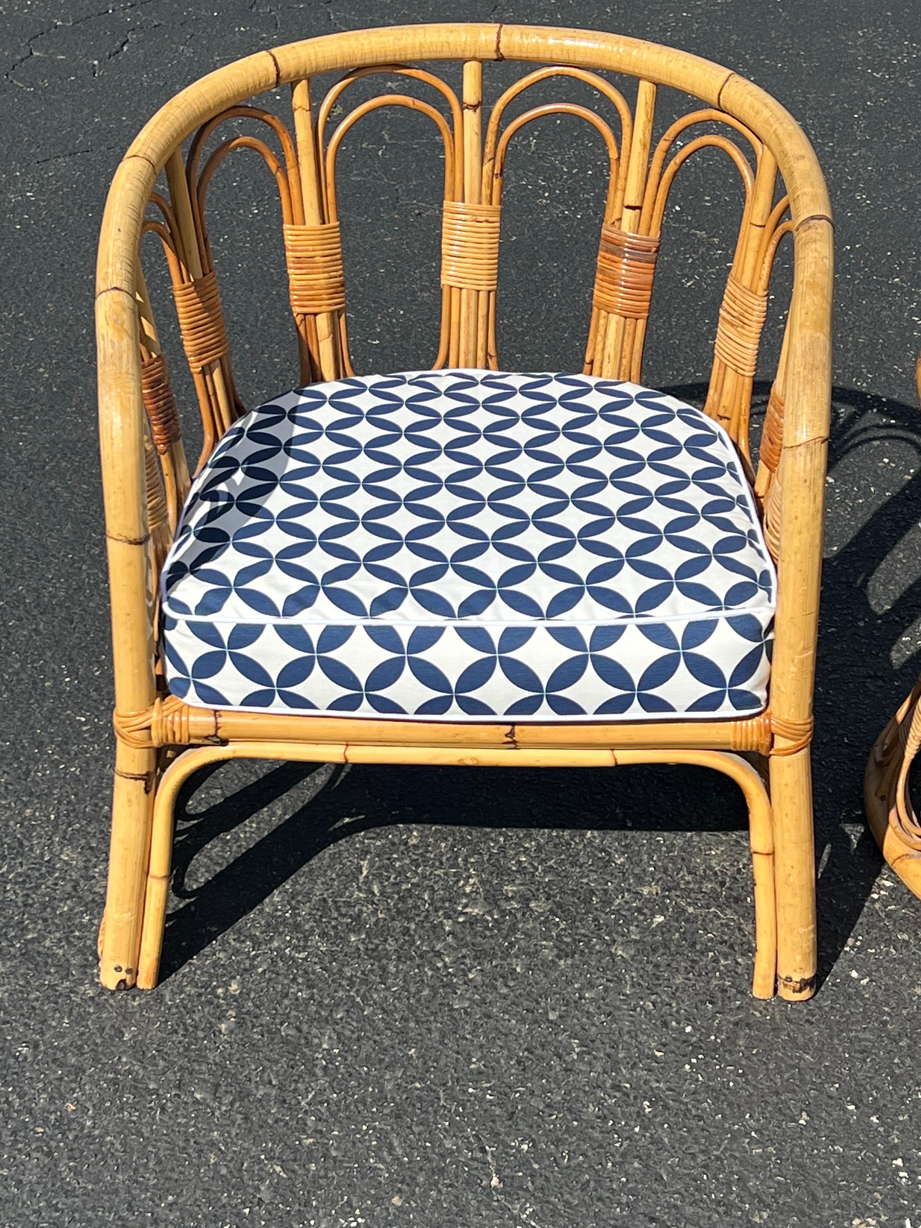 Pair of Palm Beach Bamboo Chairs with Matching Table 2
