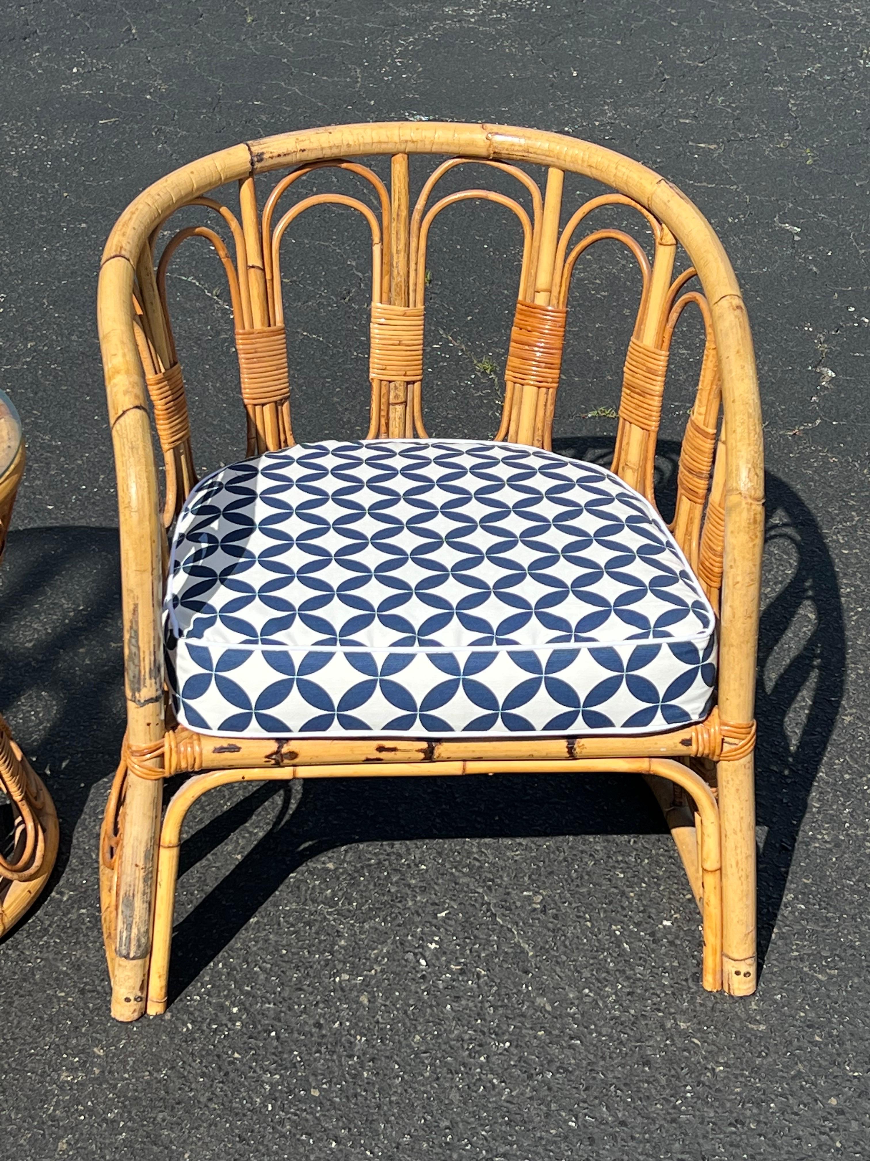 Pair of Palm Beach Bamboo Chairs with Matching Table 3