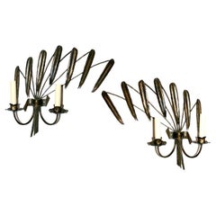 Pair of Palm Frond Metal Sconces