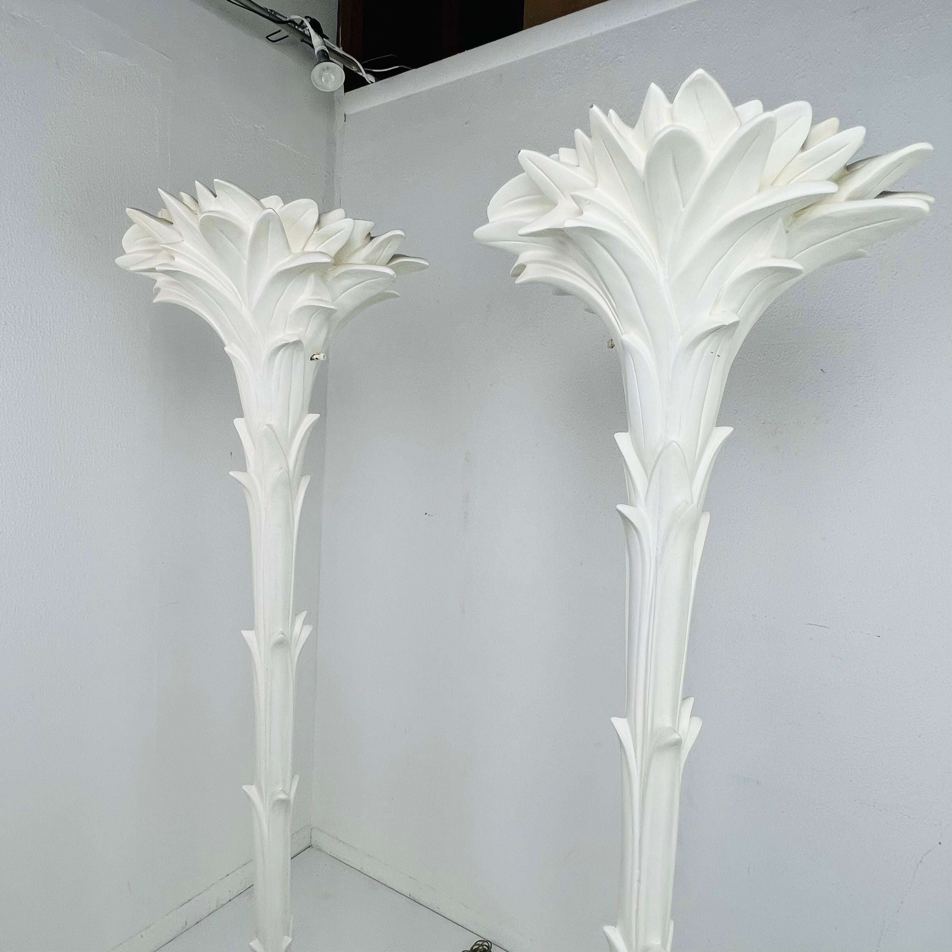Pair of Palm Leaf Torchiere Lamps in the Manner of Serge Roche 1