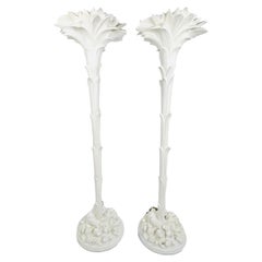 Pair of Palm Leaf Torchiere Lamps in the Manner of Serge Roche