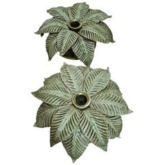Pair of Palm Leaves Ceiling Lights