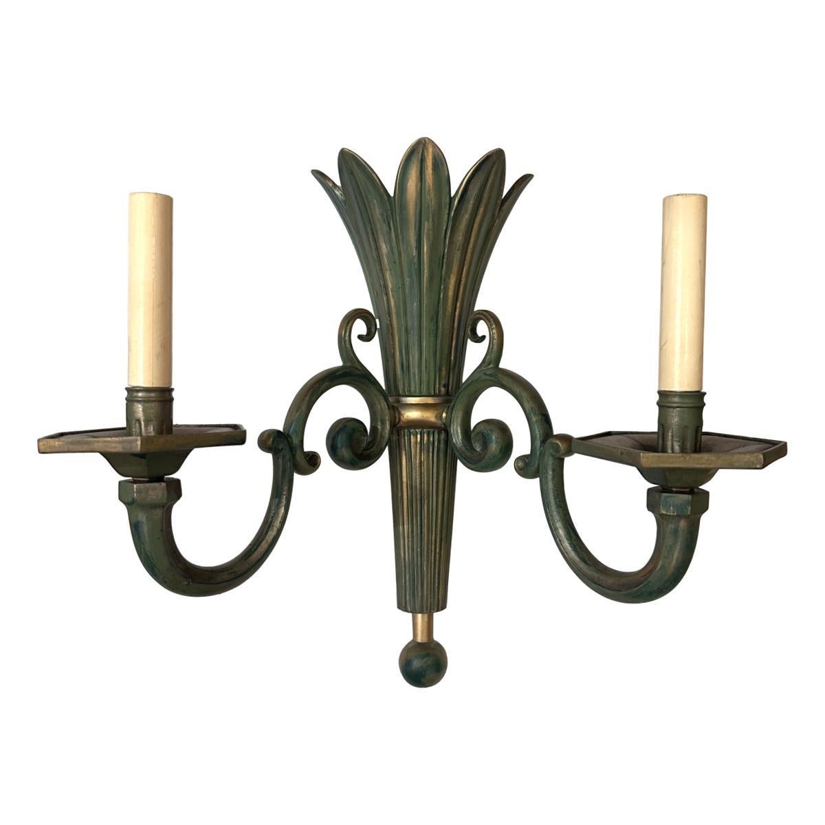 French Pair of Palm Sconces For Sale