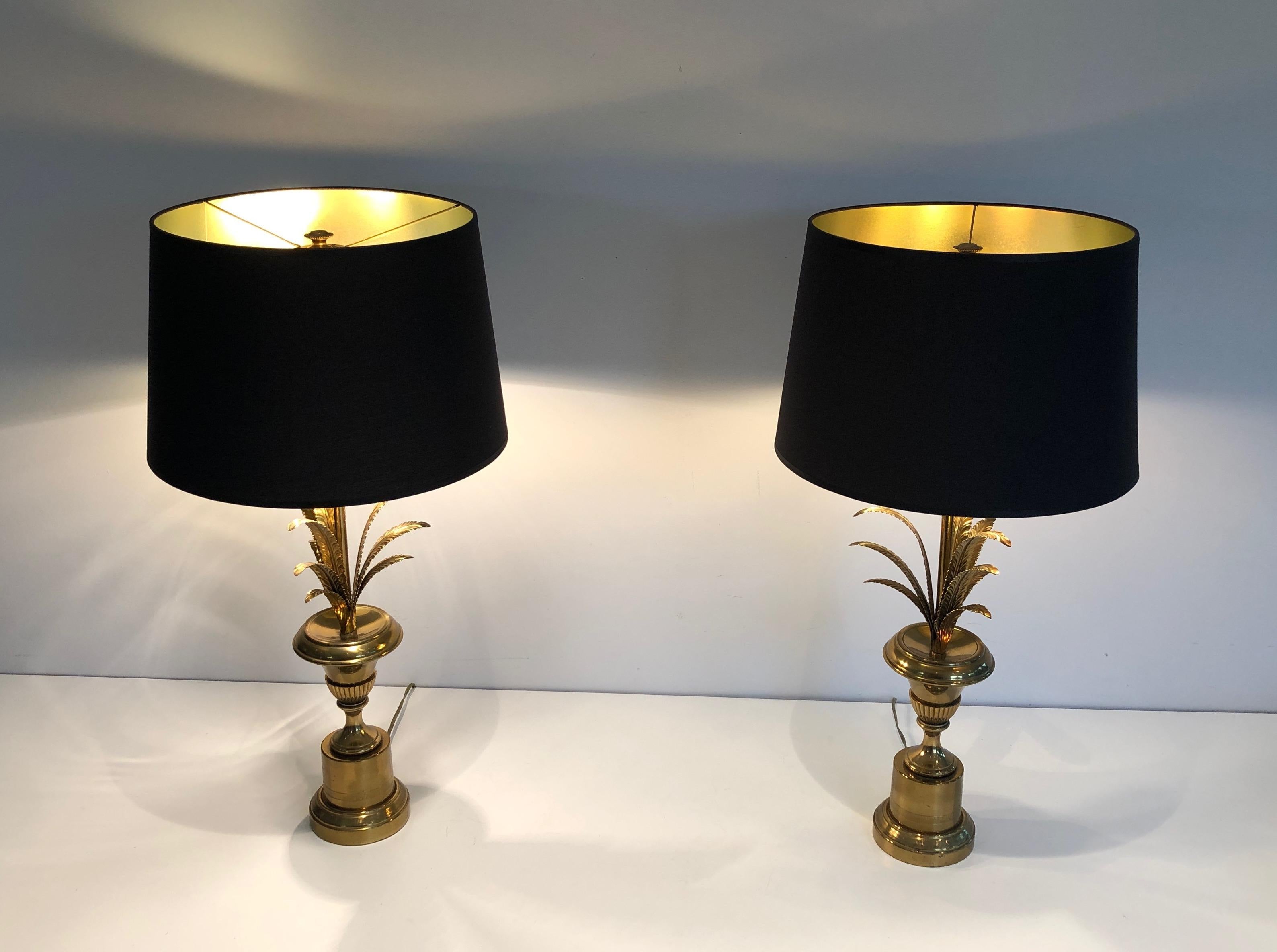 Pair of Palm Tree and Brass Neoclassical Style Wal  Lights in the style of Maiso 7