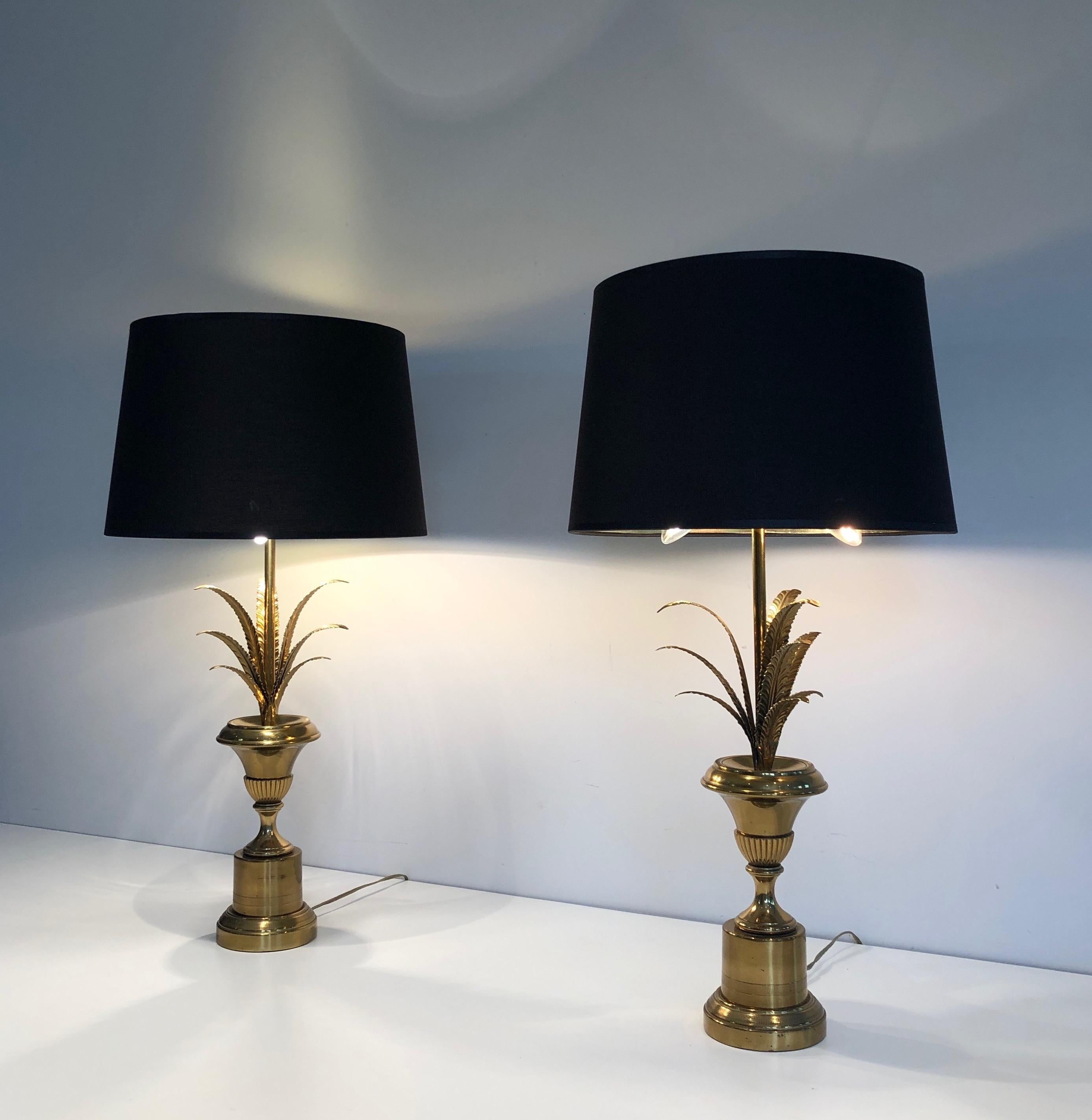 Pair of Palm Tree and Brass Neoclassical Style Wal  Lights in the style of Maiso 8