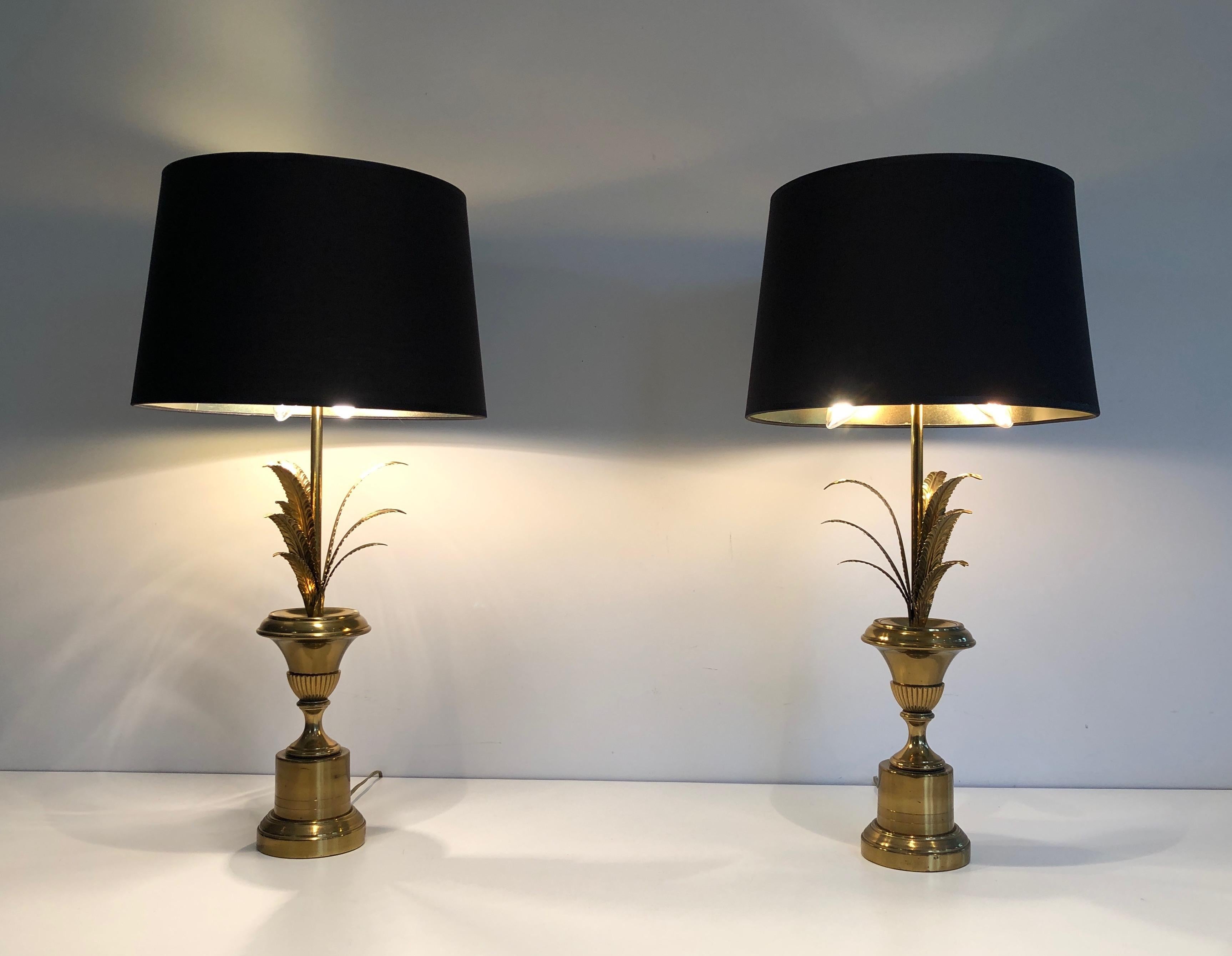Pair of Palm Tree and Brass Neoclassical Style Wal  Lights in the style of Maiso 12