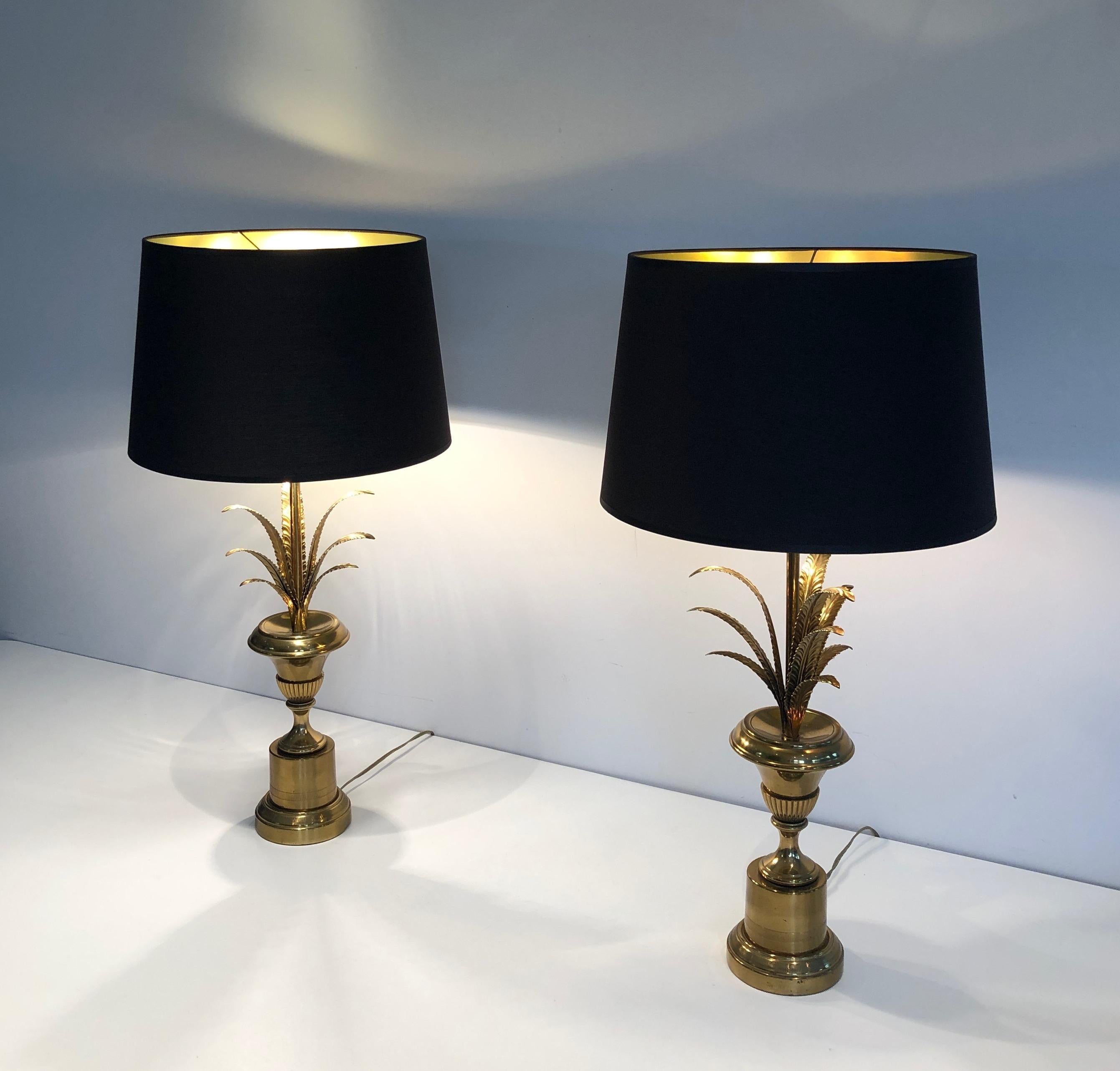 Pair of Palm Tree and Brass Neoclassical Style Wal  Lights in the style of Maiso 13