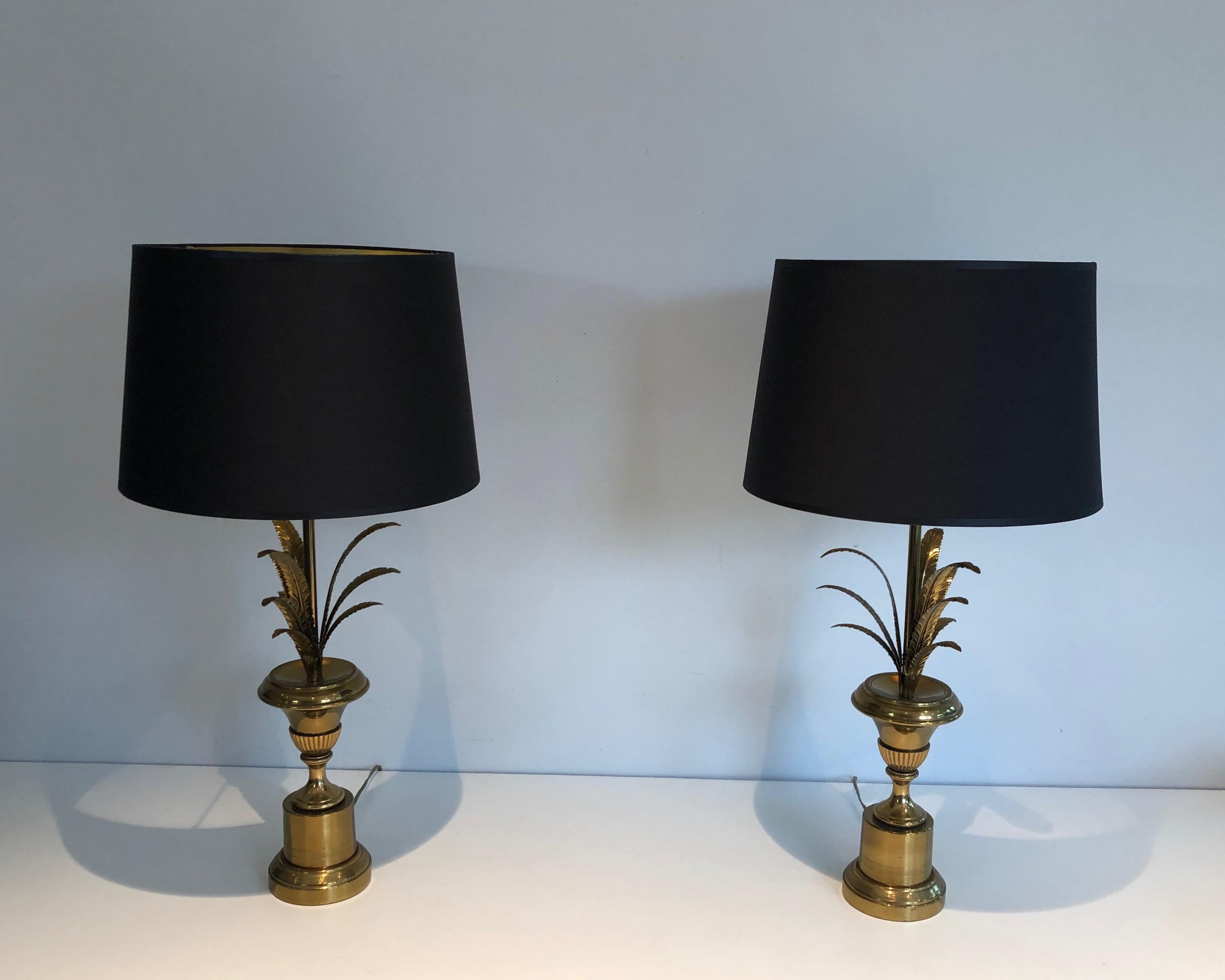 Pair of Palm Tree and Brass Neoclassical Style Wal  Lights in the style of Maiso 4