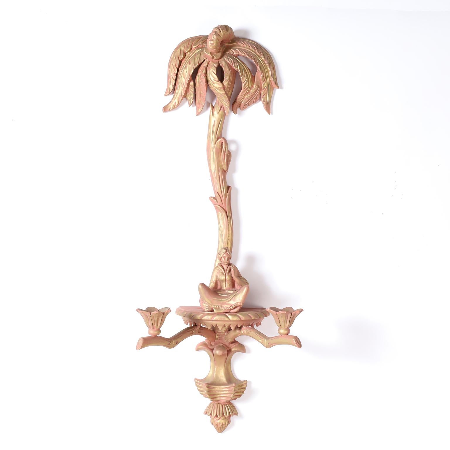Pareja de Apliques de Chinoiserie de Palmeras Italiano en venta