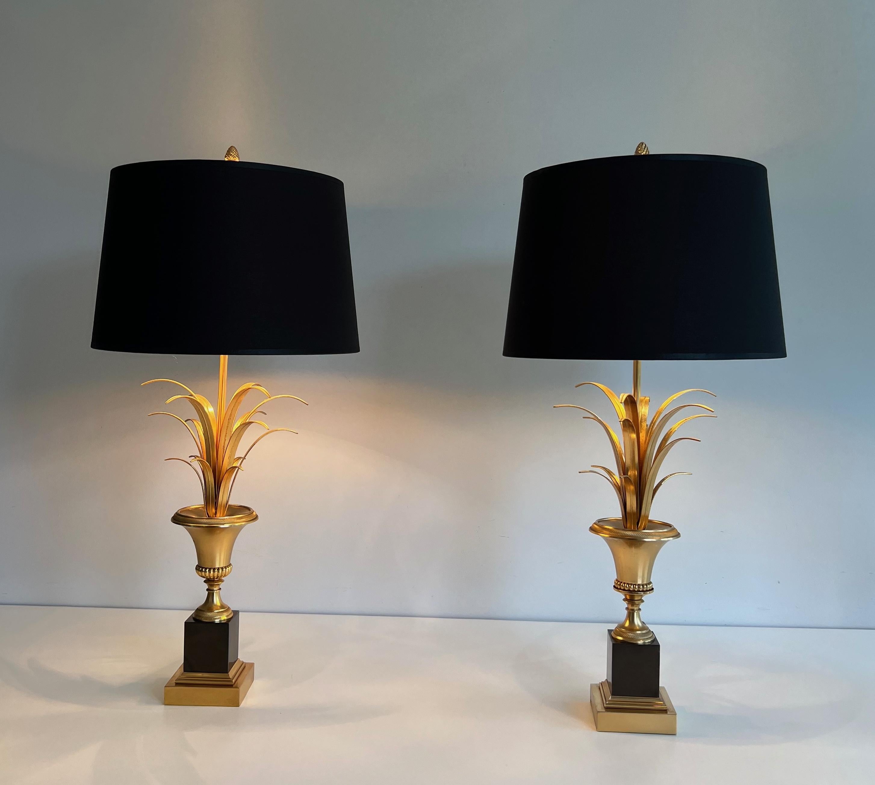 Pair of Palm Tree Chrome and Brass Neoclassical Style Wal  Lights For Sale 7