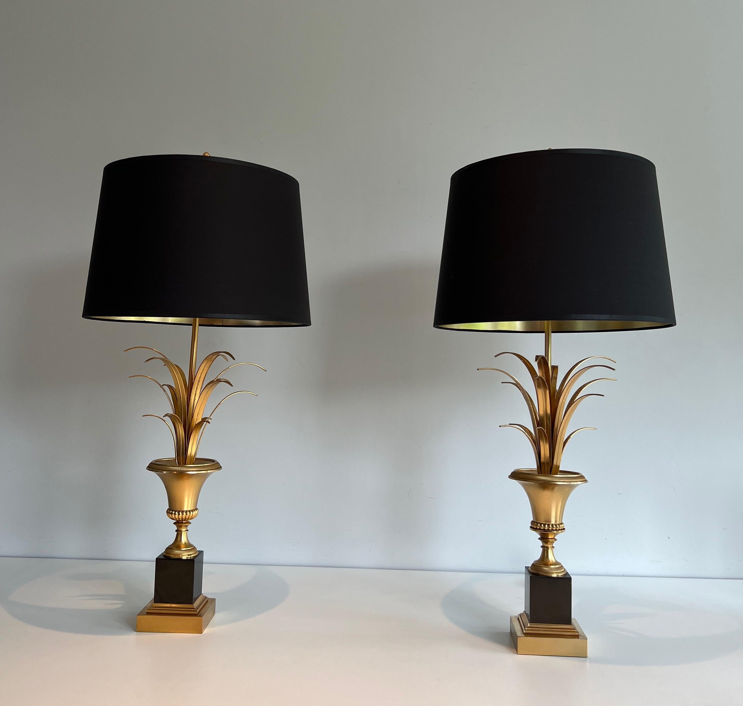 Pair of Palm Tree Chrome and Brass Neoclassical Style Wal  Lights For Sale 13