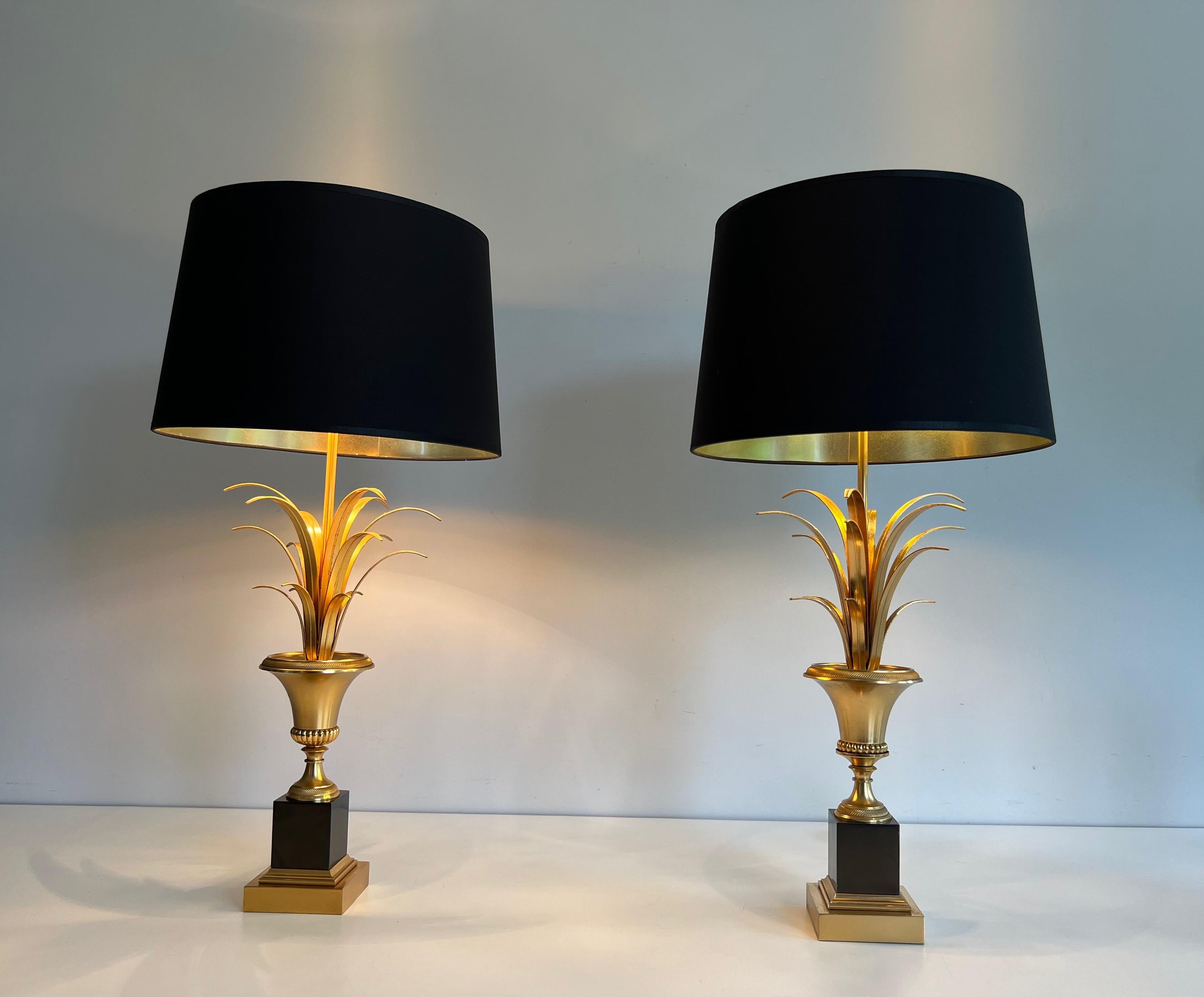 Pair of Palm Tree Chrome and Brass Neoclassical Style Wal  Lights For Sale 14