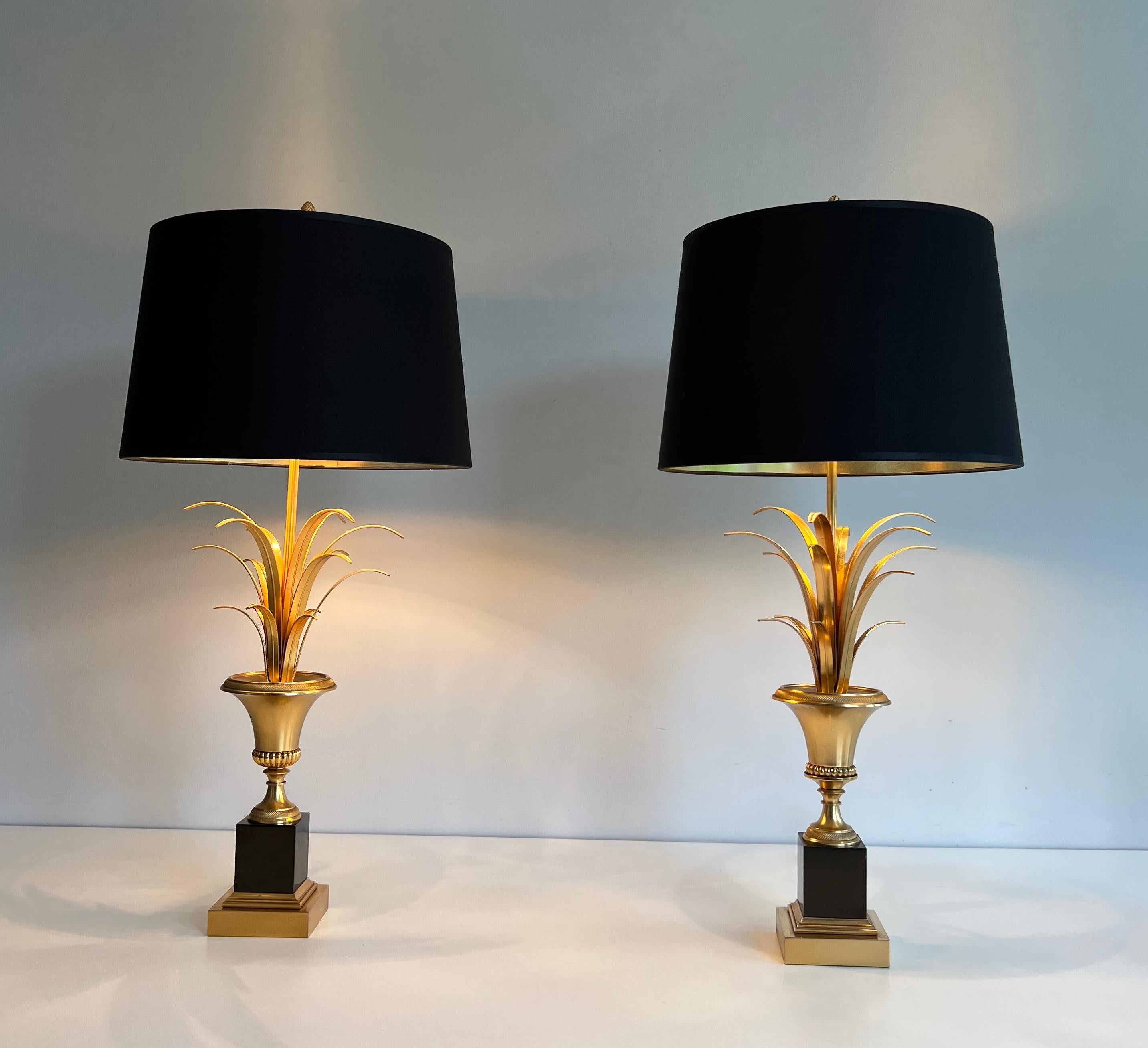 Pair of Palm Tree Chrome and Brass Neoclassical Style Wal  Lights For Sale 15