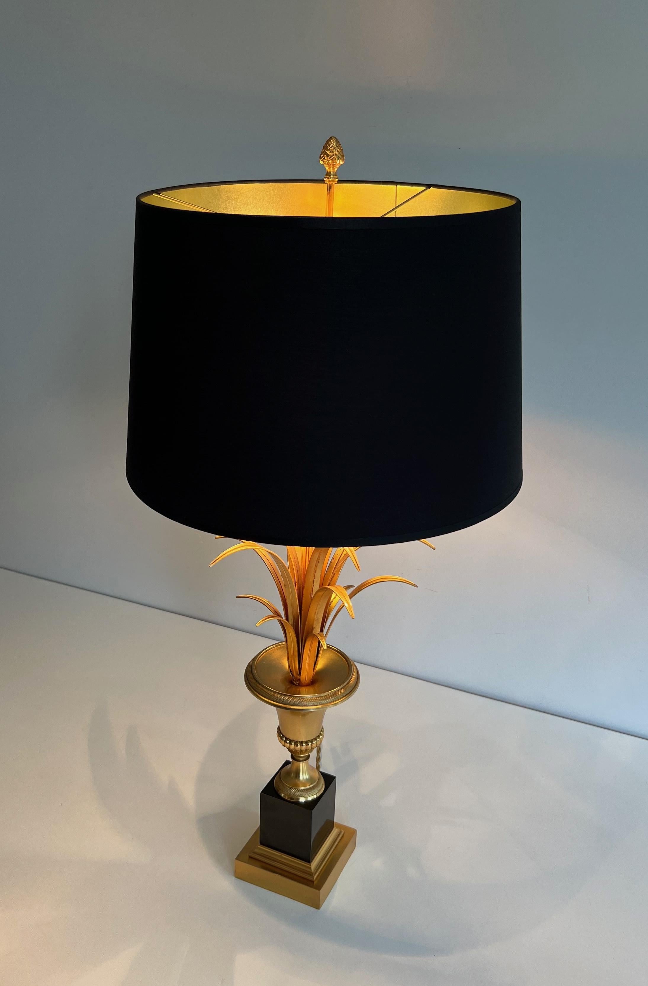 Late 20th Century Pair of Palm Tree Chrome and Brass Neoclassical Style Wal  Lights For Sale