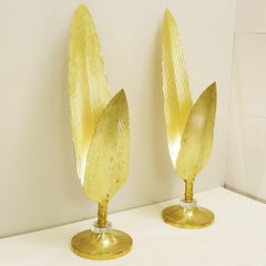 Pair of Palm Tree Gold Table Lamps